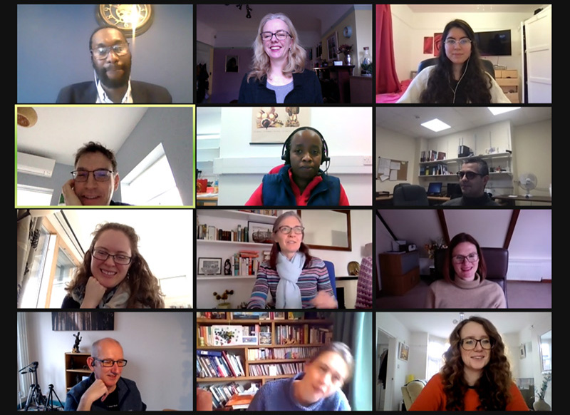 Photo of Alexis delivering training to a group virtually